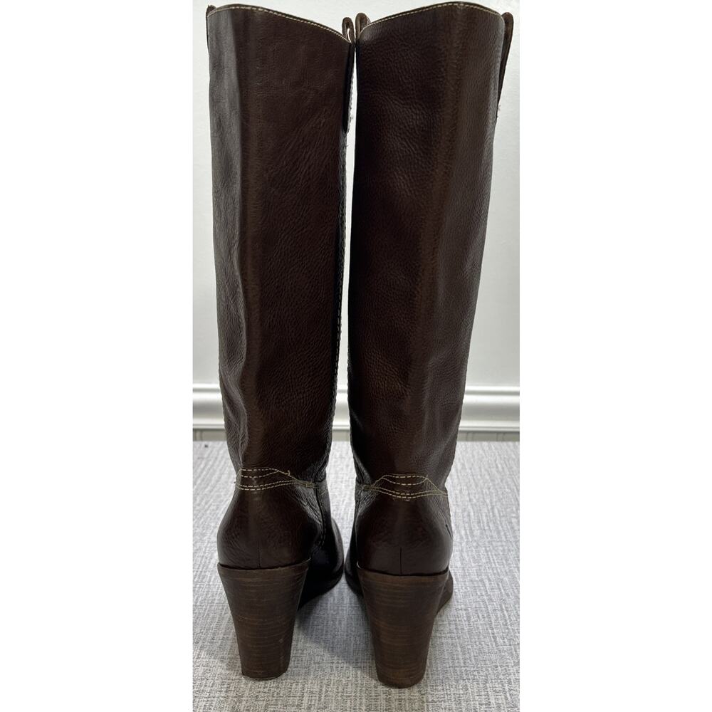 Frye Caroline Campus Mid Shaft Wedge Boots Women's Size 9.5 Brown Leather Heels - Picture 3 of 15